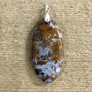 Rare Crazy Lace & Plume Agate Necklace Pendant